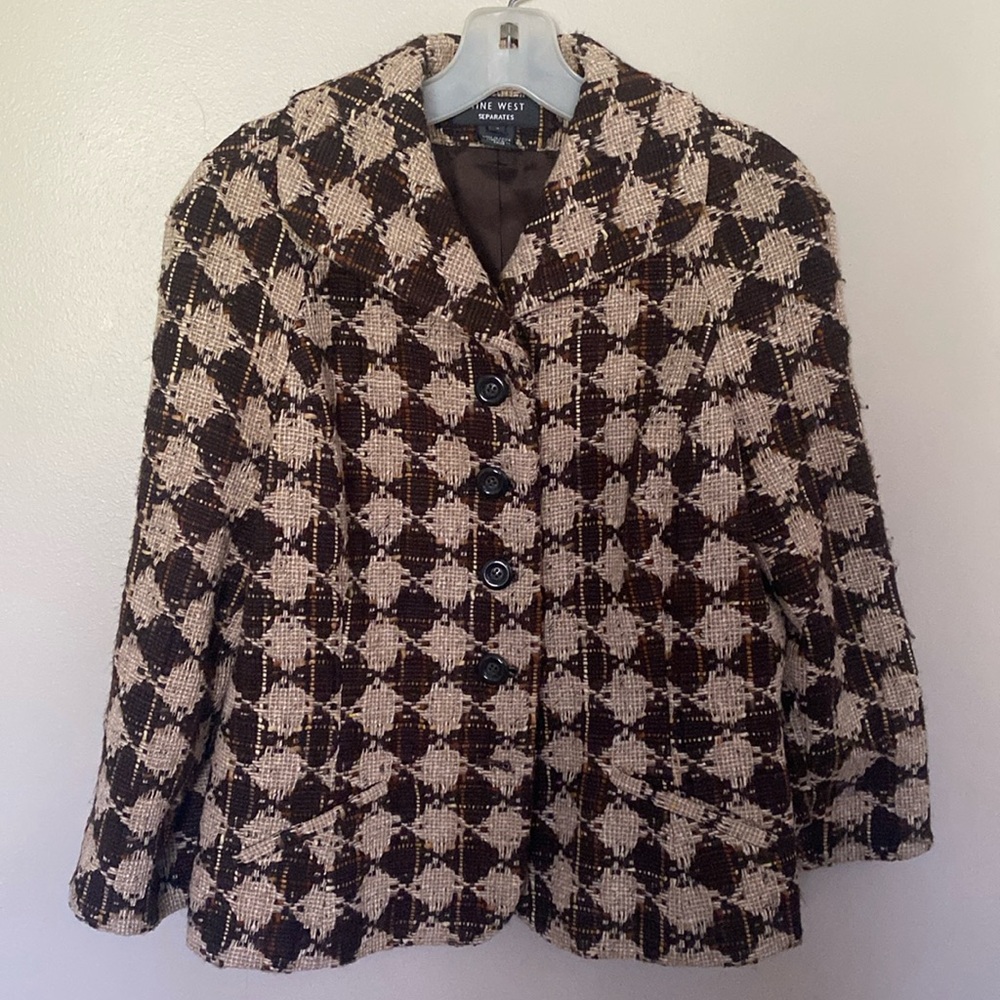 Nine West Separates Plaid Tweed Blazer